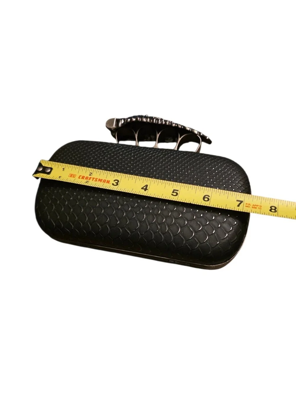 Winged Skull Knuckle Duster Faux Leather Snake Clutch Purse NWOT
